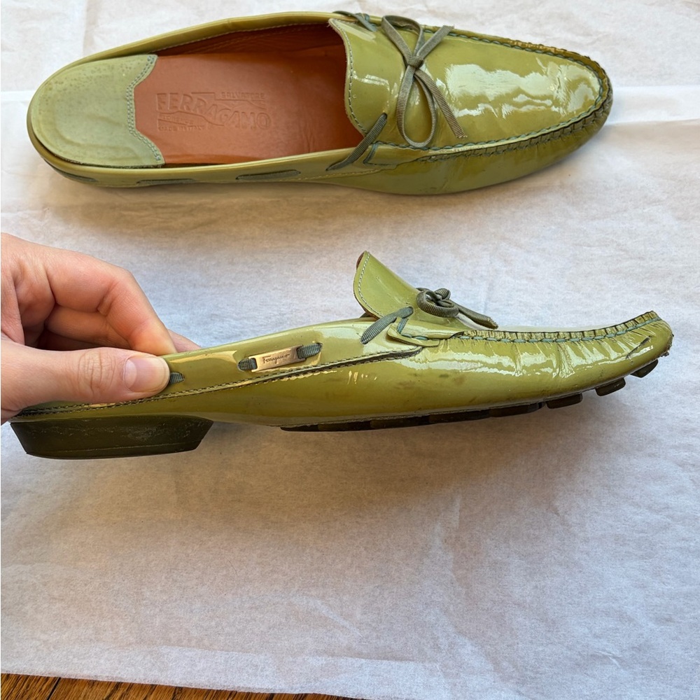 FERRAGAMO green loafer mules - Picture 5 of 6